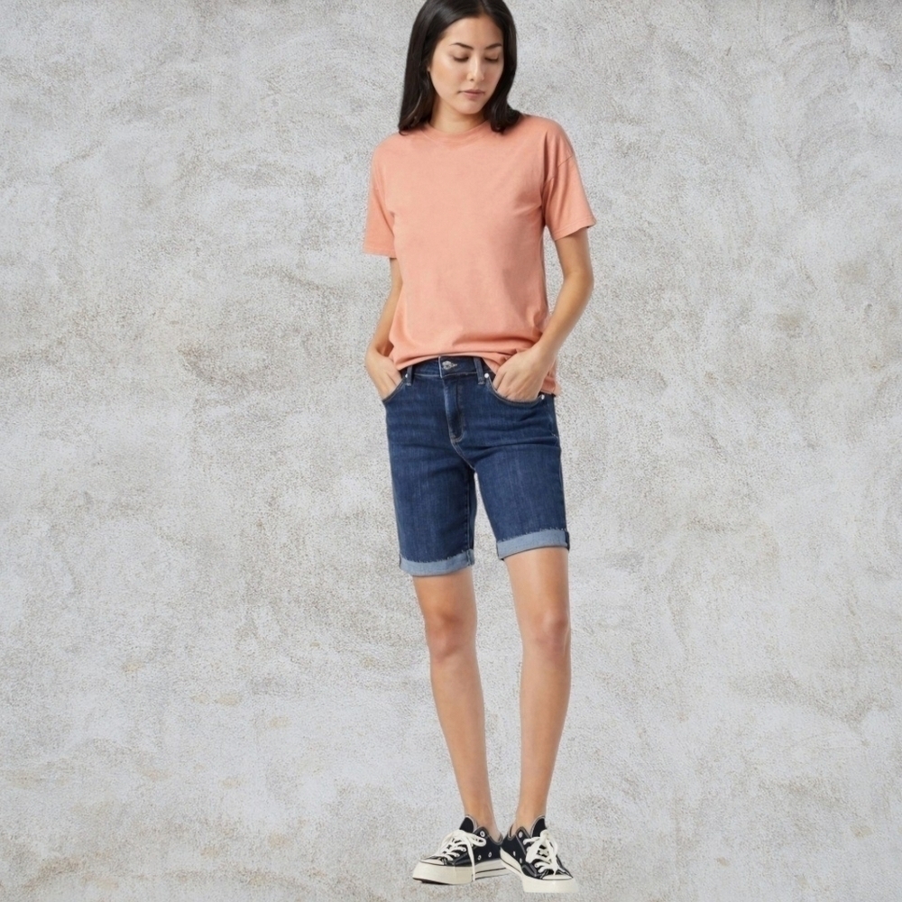 Mavi Shorts Womens 28 Bermuda Mid Rise Denim Frayed Hem